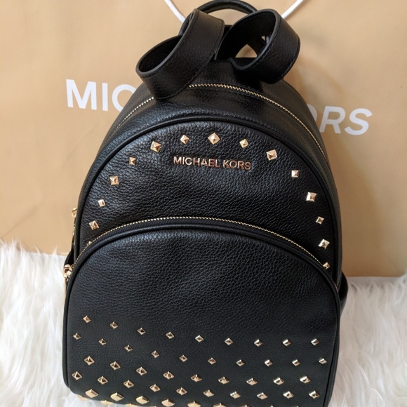 abbey medium studded pebbled leather backpack